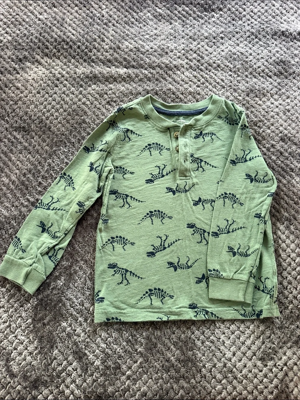 Carter's Green Dino Henley and Gray & Burgundy Long Sleeve Tee Set